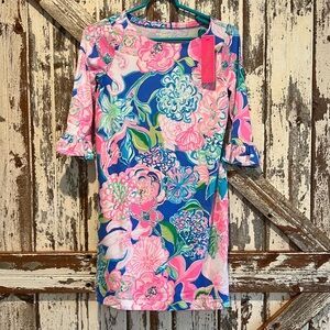 Lilly Pulitzer UPF 50+ Mini Sophie Ruffle in Peony For Your Thoughts XL (12-14)